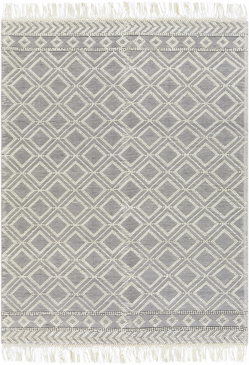 Glastonbury Gray&White Trellis Wool&Cotton Area Rug - Clearance