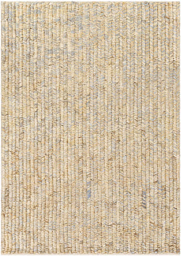 Close-up of hand woven Gresford Area Rug. Beige and gray jute rug with a subtle herringbone pattern. Design-Rectangle-576
