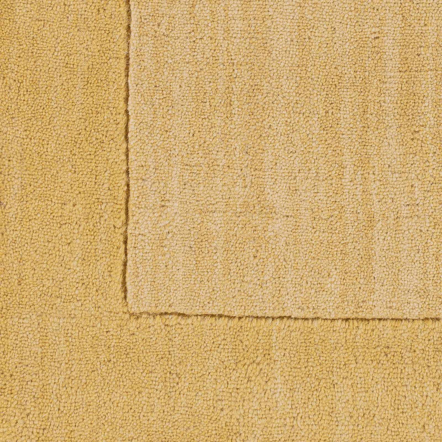 Bordered Solid Camel Yellow Wool Rug