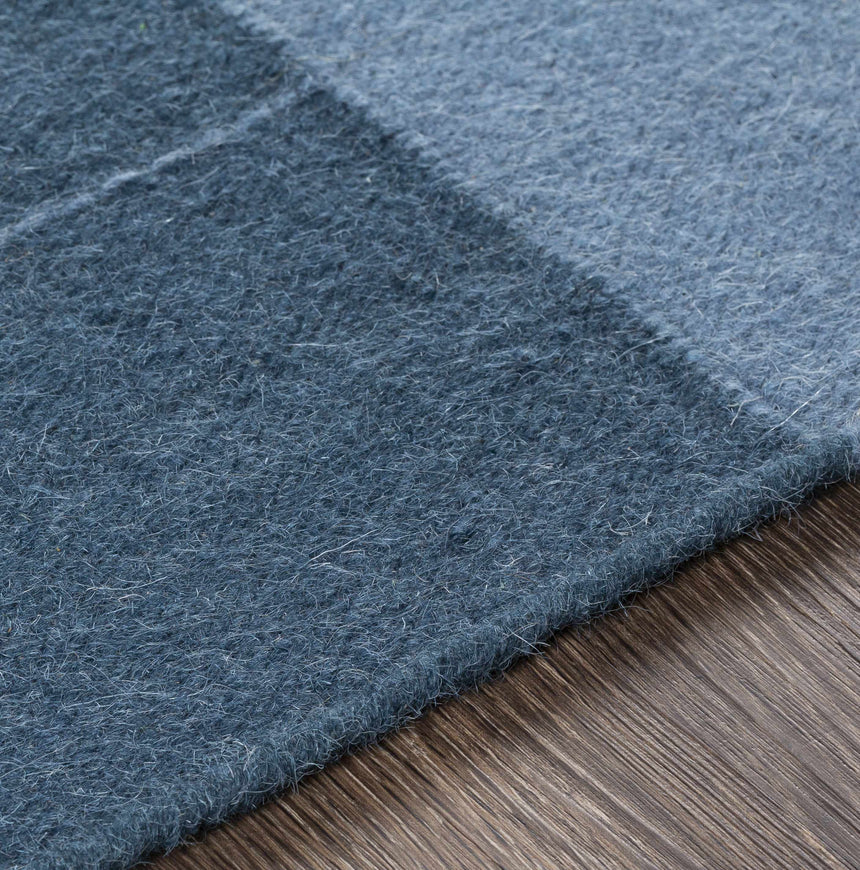 Blue Hanwood Wool Blend Braided Area Rug - Clearance