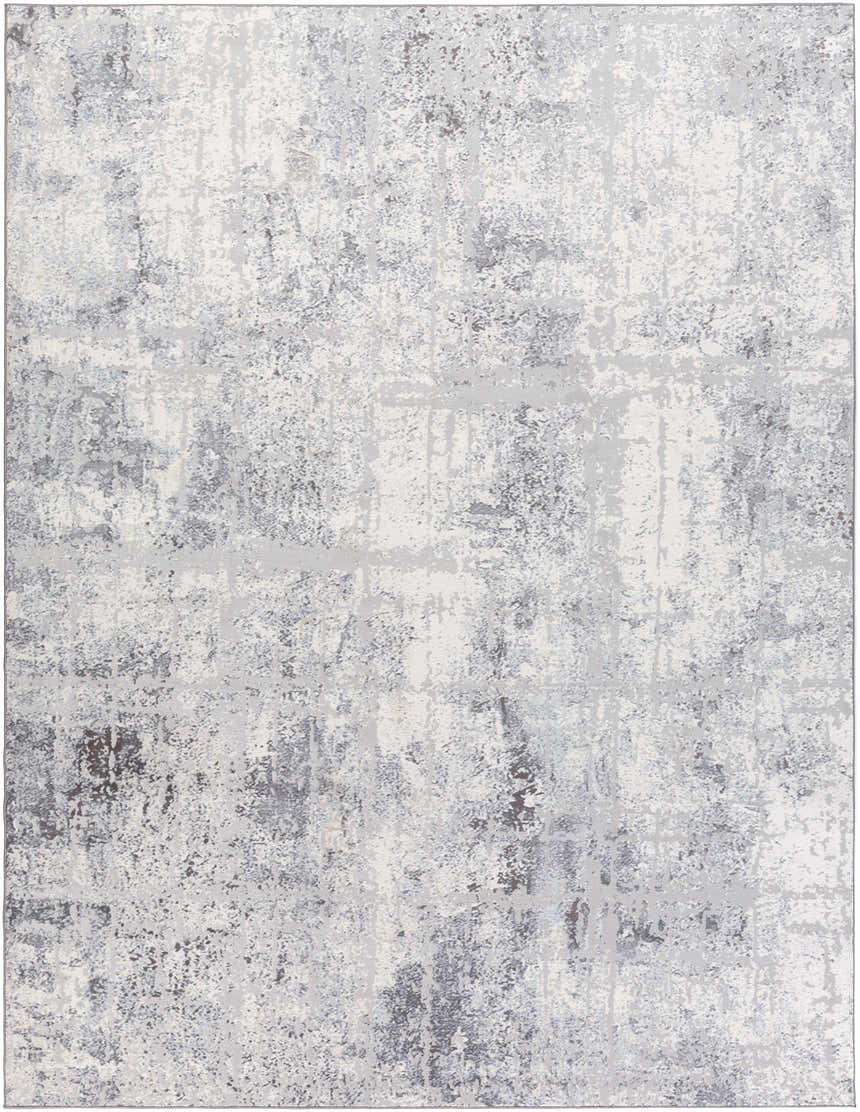 Distressed Hardeeville Area Rug with abstract gray, silver, and white pattern. Modern design. Clearance. Design-Rectangle-710103