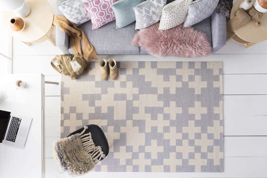 Narborough Gray Pixel Pattern Accent Pillow - Clearance