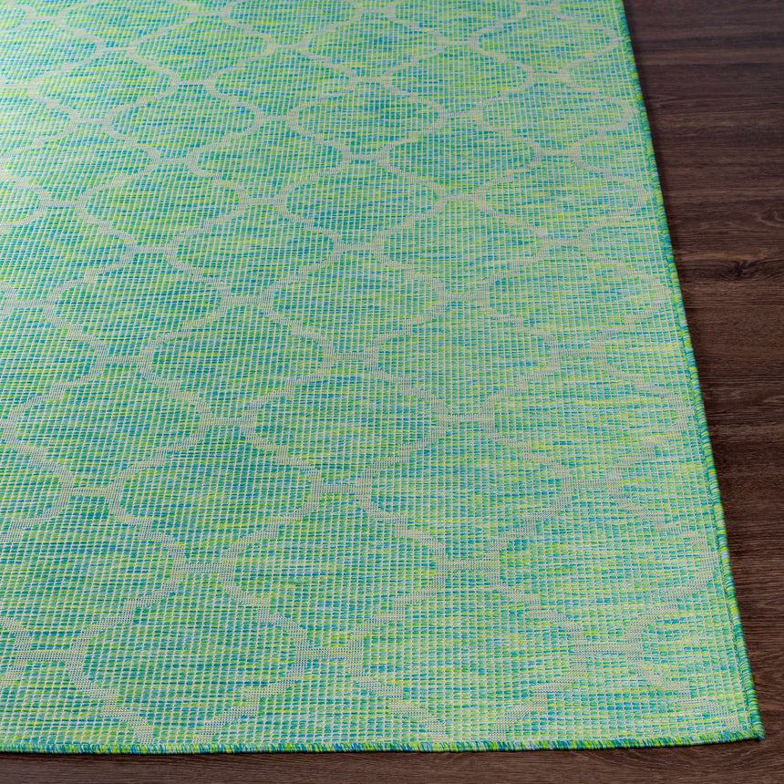 Unique Outdoor Trellis Area Rug, Lime Green - Clearance