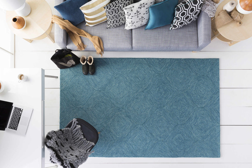 Victor Dark Blue Square Throw Pillow