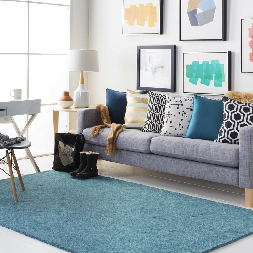 Victor Dark Blue Square Throw Pillow