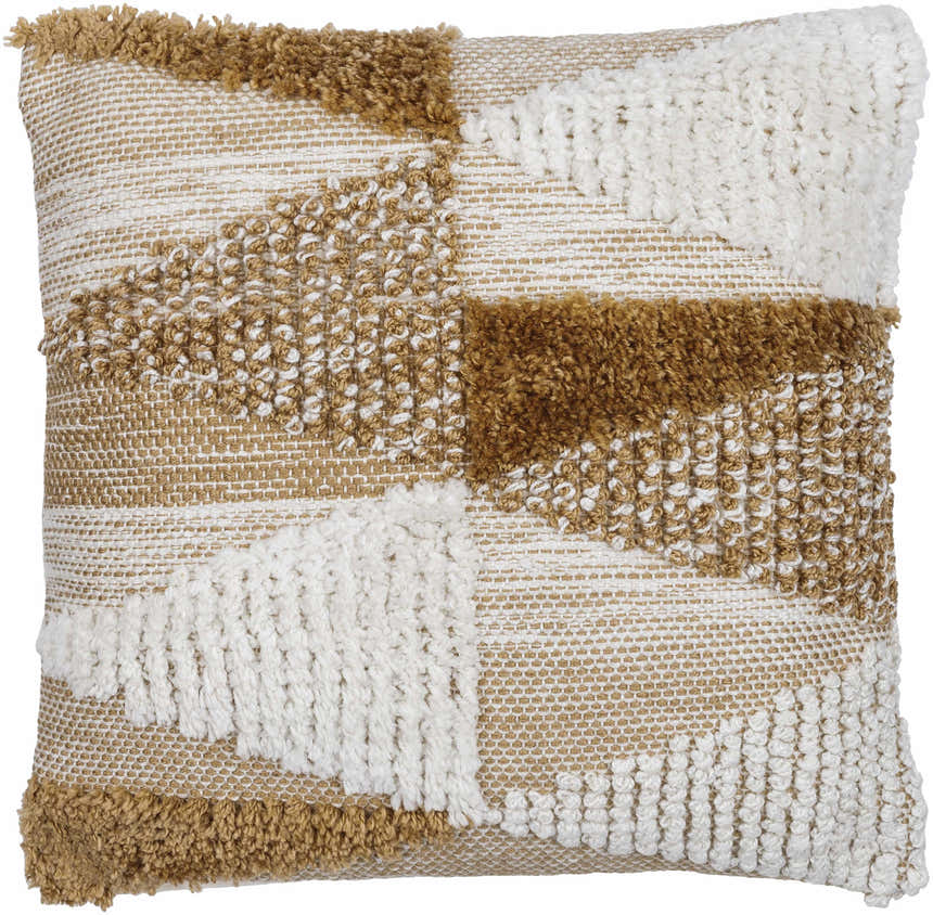 Rudex Ivory Geometric Diamond Rustic Polyester Accent Pillow