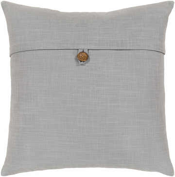 Hockley Gray Solid Button Throw Pillow