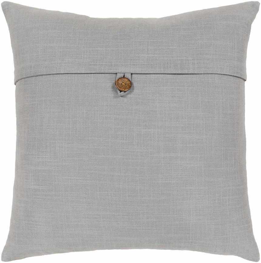 Hockley Gray Solid Button Throw Pillow