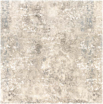 Close-up of the Holtsville Abstract Ivory Thick Rug, showcasing its textured pattern with aqua, brown, gold, and white tones. Design-Square-710