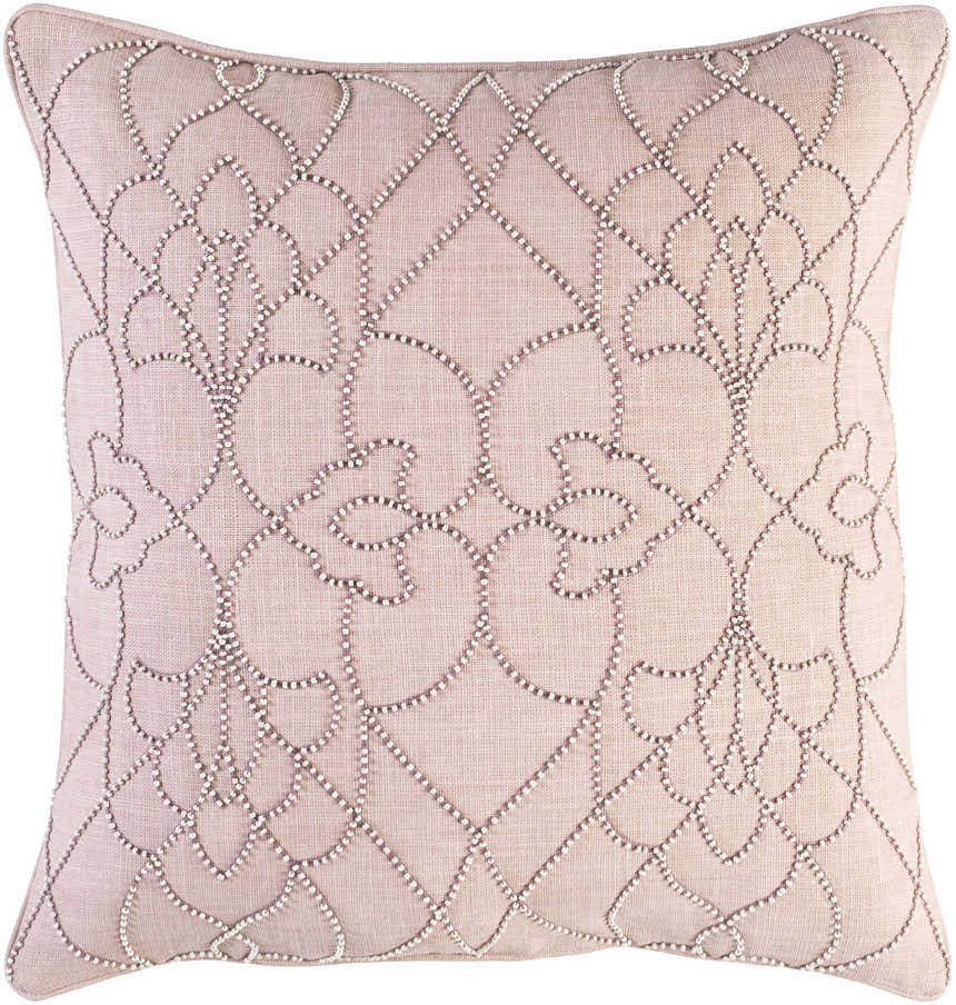 Hundleton Mauve Beaded Geometric Throw Pillow - Clearance