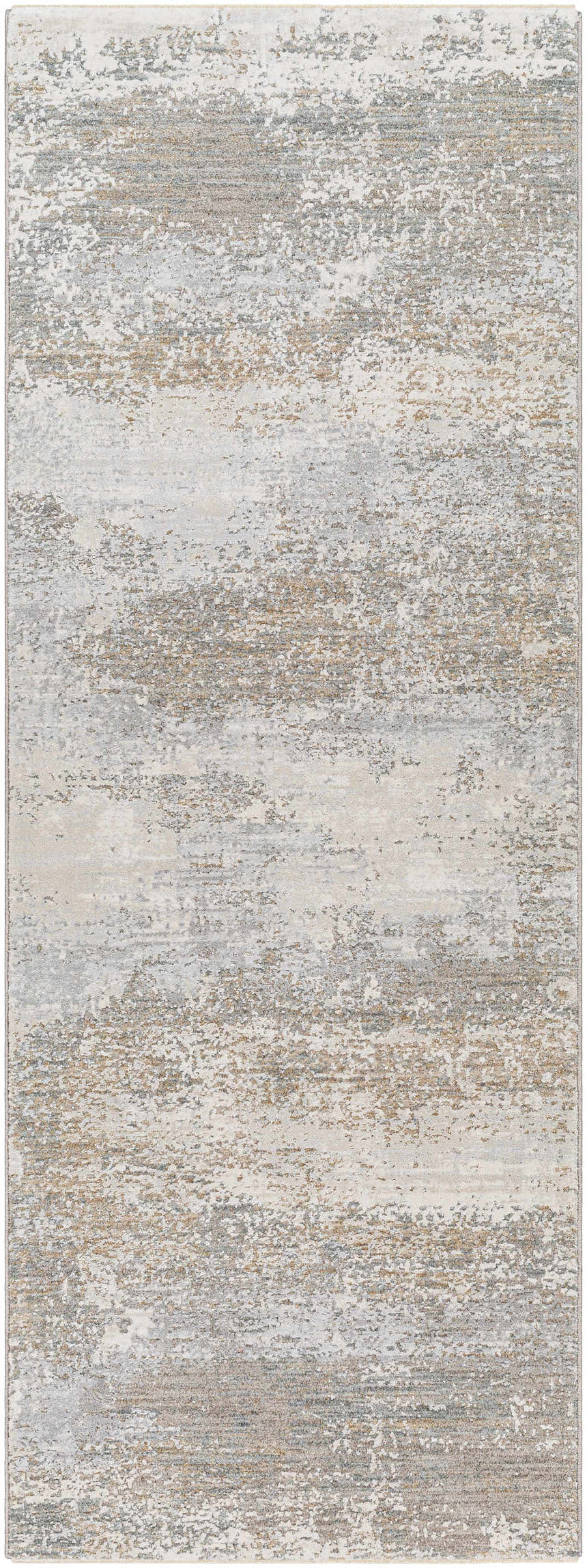 Close-up of the Ikram Thick Luxe Boutique Rug, featuring a contemporary gray and beige abstract design. Design-Runner-2773