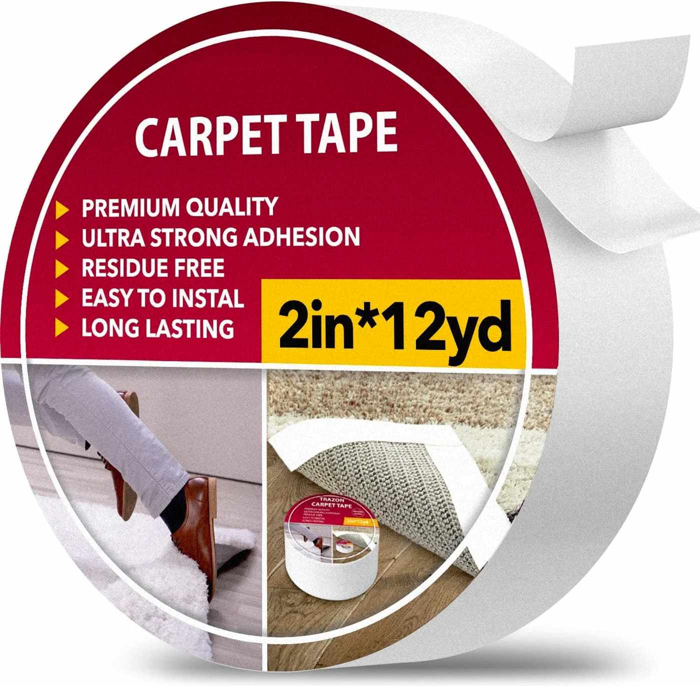 The Good Stuff Carpet Tape Double Sided [2 Inch x 25 Yards] Secures Area  Rugs to