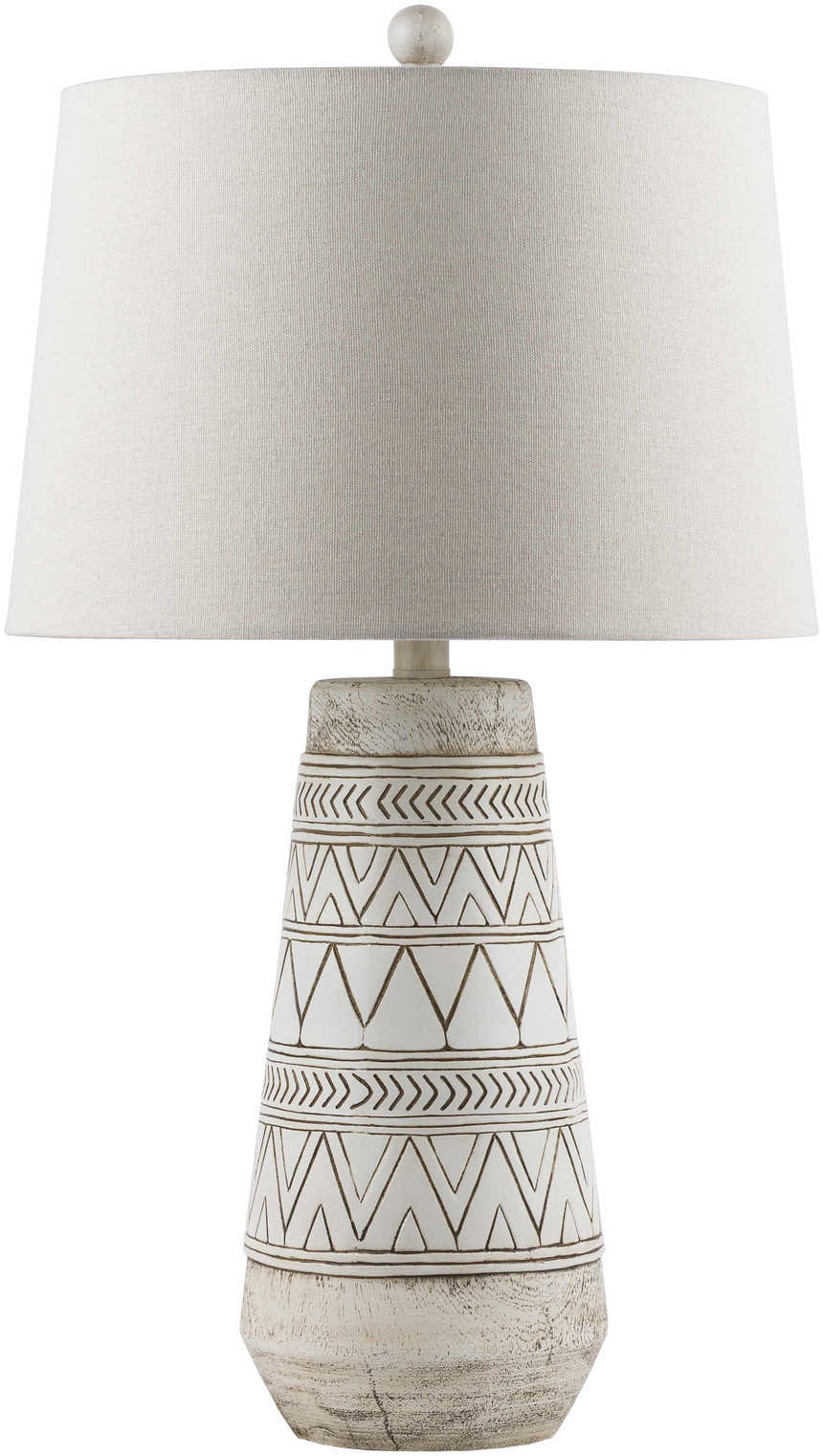 Tan and Cream Resin Lamp with White Linen Table Lamp - Clearance