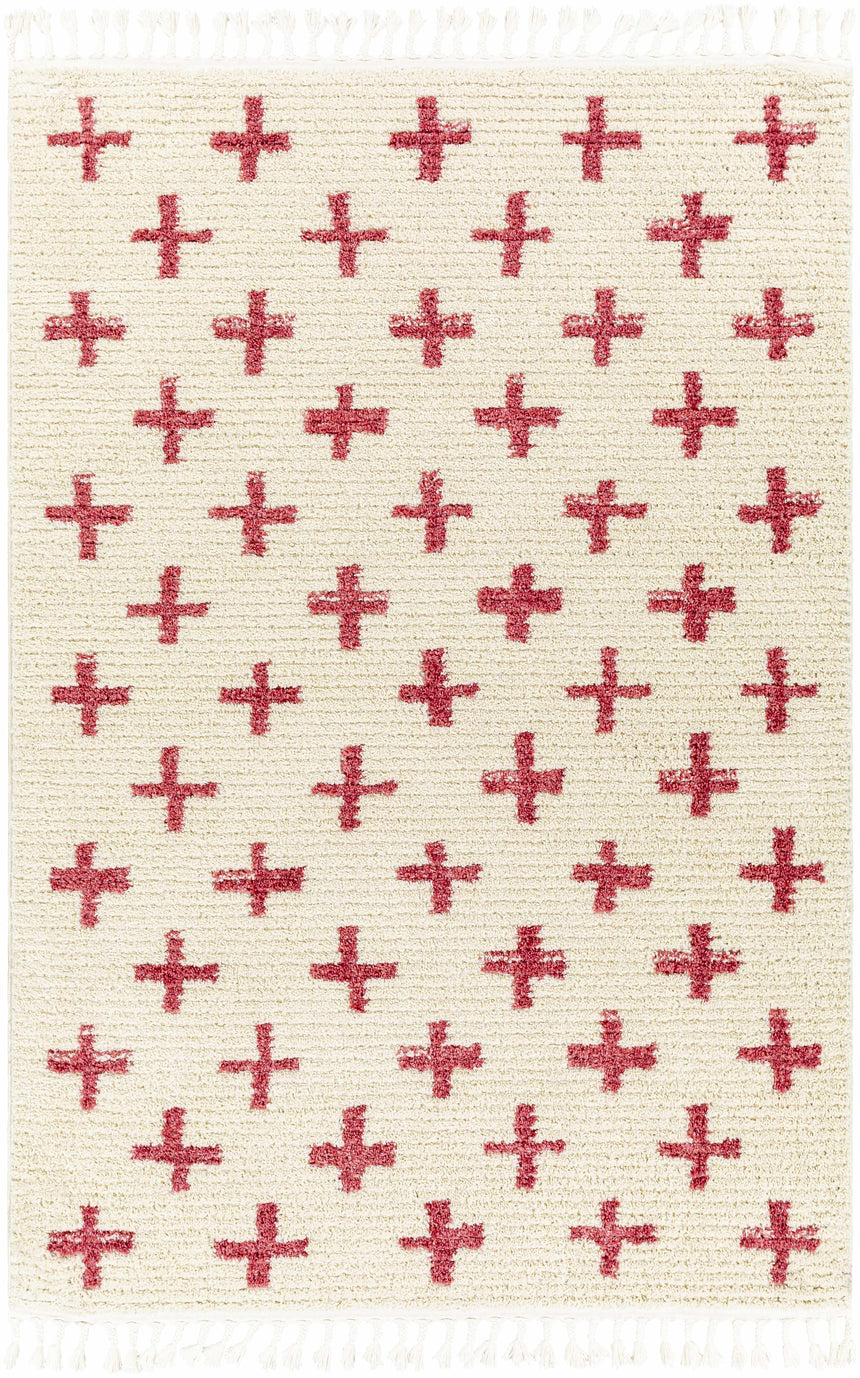 Anda Red Cross on Cream Plush Rug - Clearance