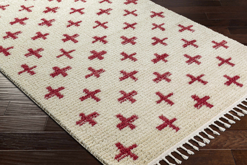 Anda Red Cross on Cream Plush Rug - Clearance