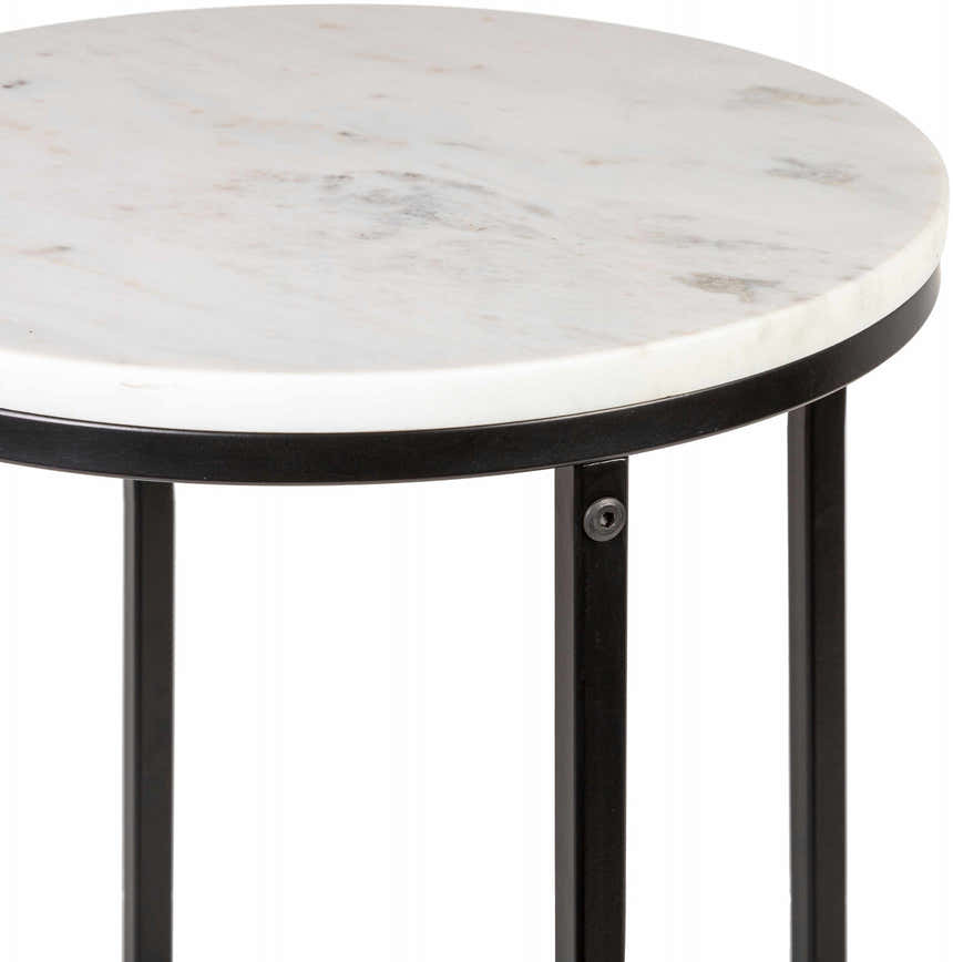 Iris White Marble Black Metal End Table
