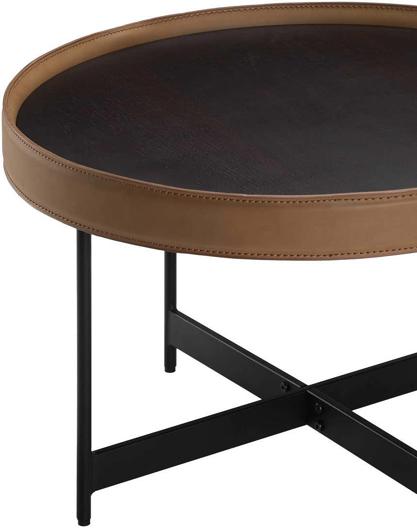 Ottensheim Brown Leather Round Coffee Table