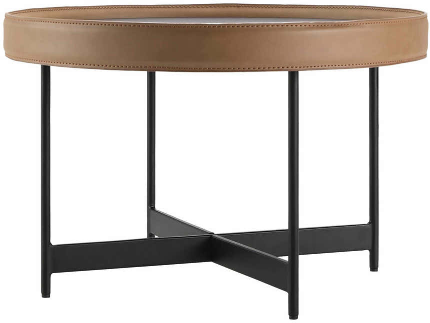 Ottensheim Brown Leather Round Coffee Table