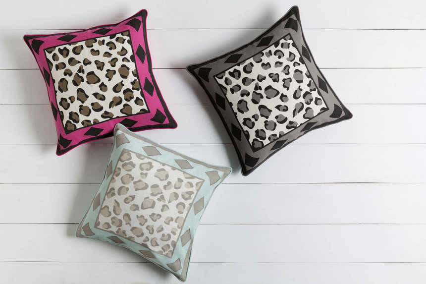 Kids Leopard Print Fuchsia Border Decorative Nursery Throw Pillow - Clearance