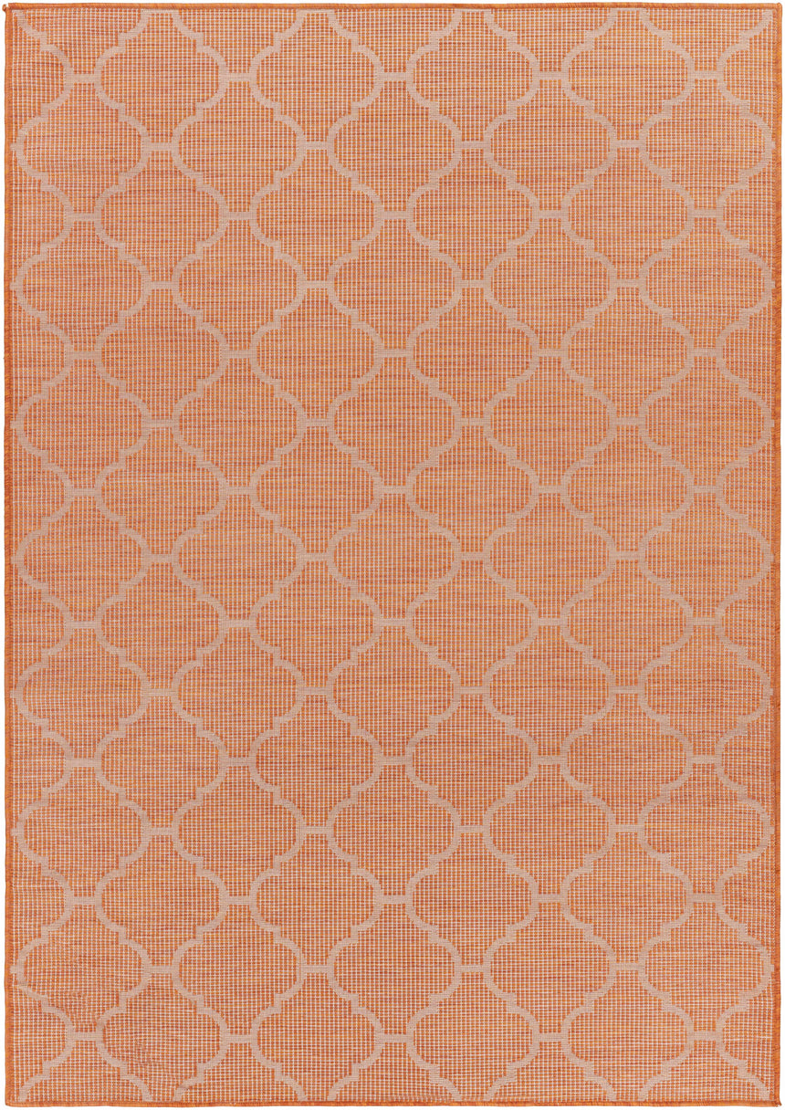Unique Outdoor Trellis Area Rug, Rust Red - Clearance
