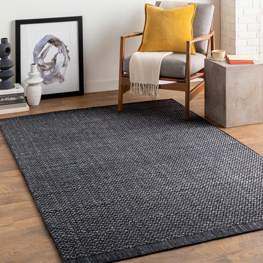 Yong Hand Loomed Charcoal Indoor & Outdoor Rug - Clearance