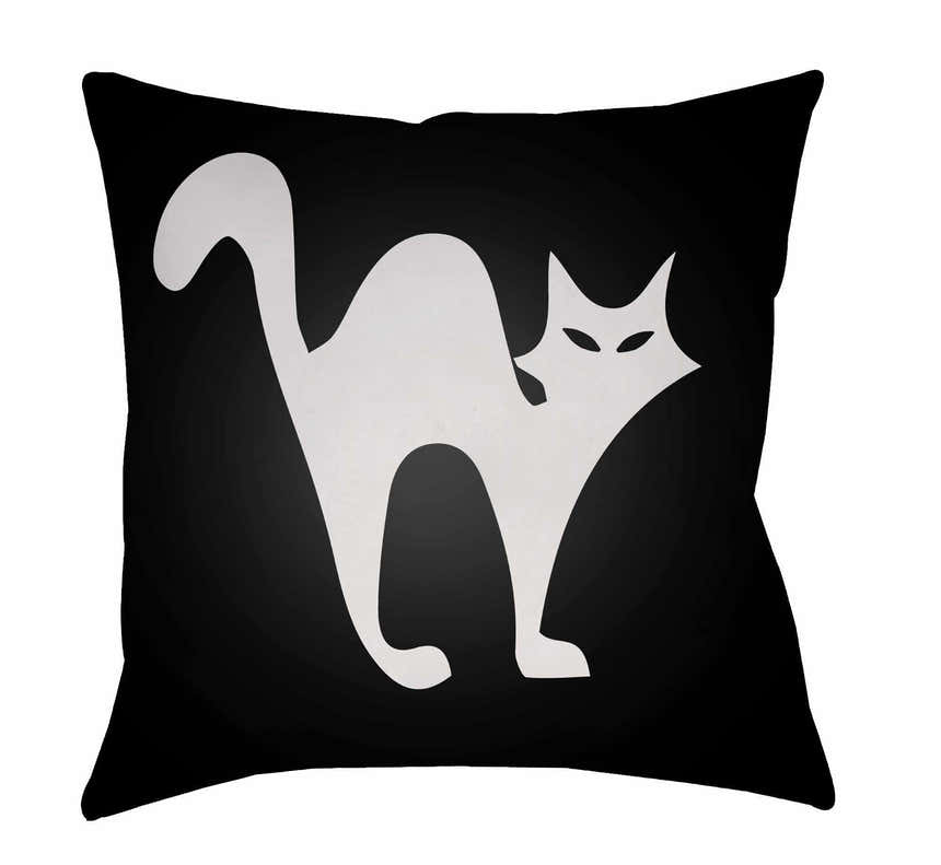 Halloween Cat Black Outdoor Throw Pillow