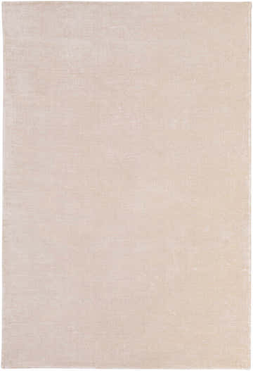 Close-up of the hand-loomed Klickitat Area Rug. Peach and white tencel with subtle texture. Contemporary style. Design-Rectangle-576