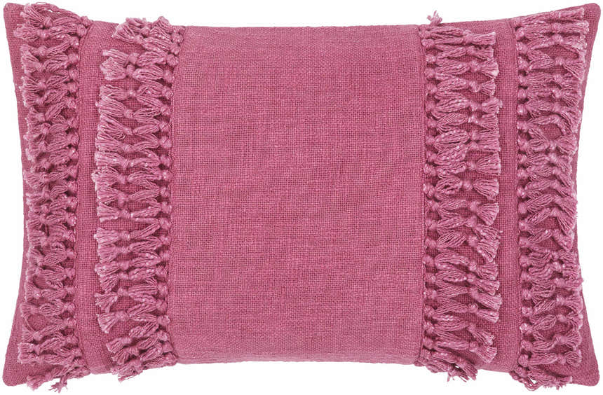 Kiamba Mauve Textured Fringe Throw Pillow - Clearance