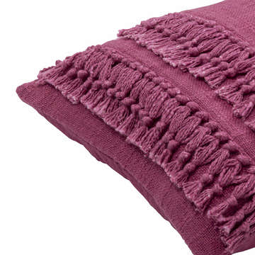 Kiamba Mauve Textured Fringe Throw Pillow - Clearance