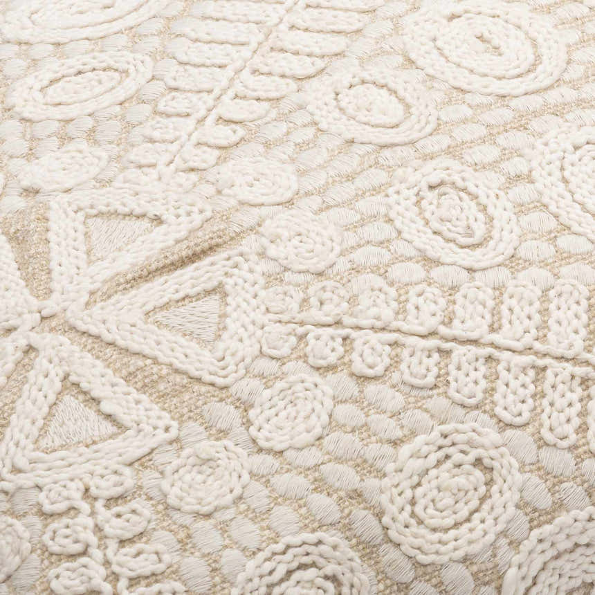 Kinango Beige Embroidered Accent Pillow - Clearance