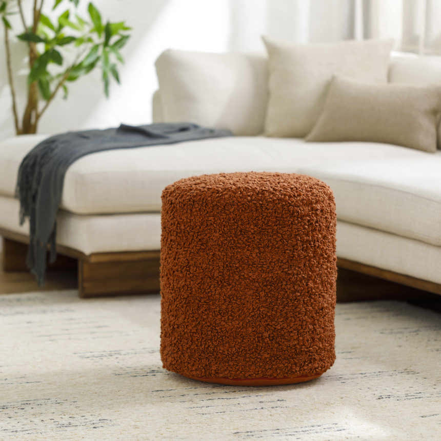 Kamarpukur Light Brown Knitted Gray Cotton Pouf