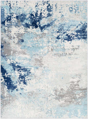 Abstract Kuluin Area Rug in aqua, charcoal, dark blue, gray, and off white. Contemporary style. Design-Rectangle-5373