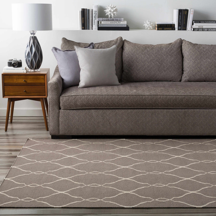 Lamy Beige Trellis Wool Rug - Clearance
