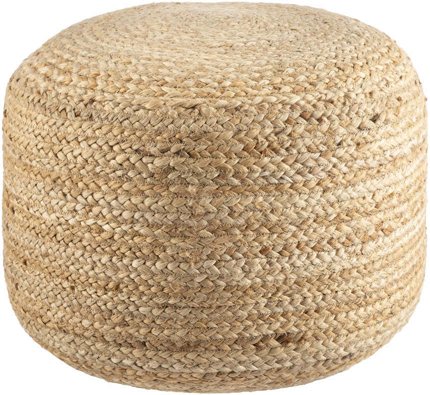 Lavertezzo Brick Red Knitted Beige Cotton Pouf