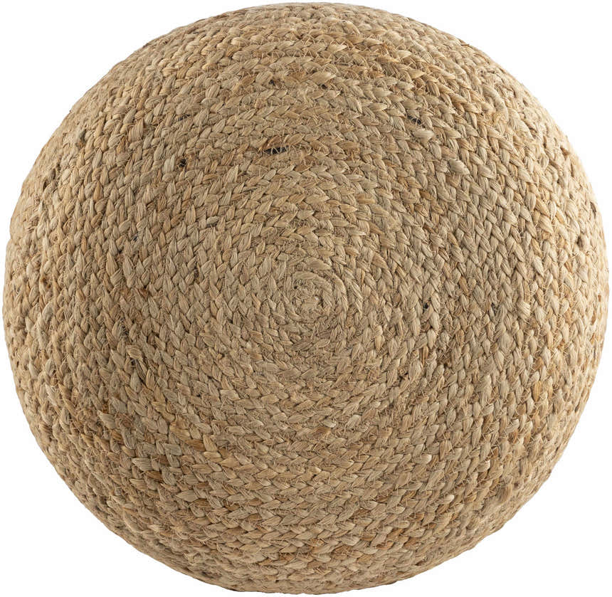 Lavertezzo Brick Red Knitted Beige Cotton Pouf
