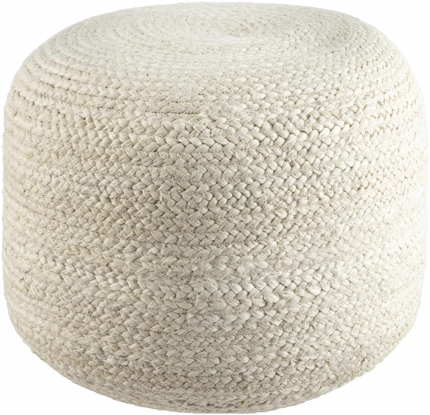 Lavertezzo Ash Knitted Beige Cotton Pouf