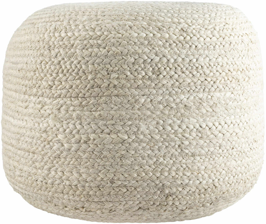 Lavertezzo Ash Knitted Beige Cotton Pouf