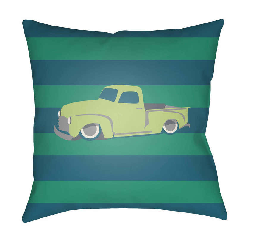 Kids Car Print Decorative Nursery Green Outdoor Throw Pillow
