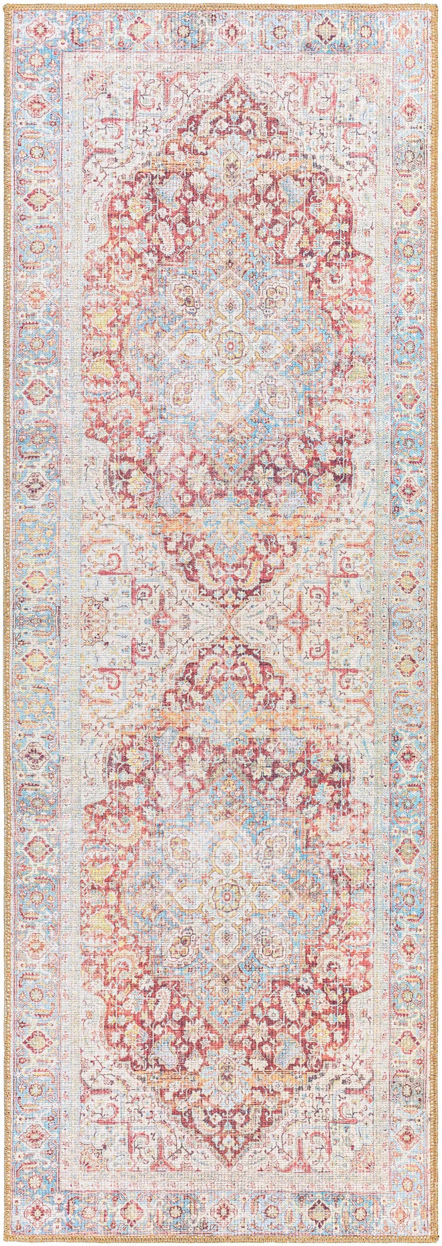 Cream Rust Leeston Washable Rug - Clearance