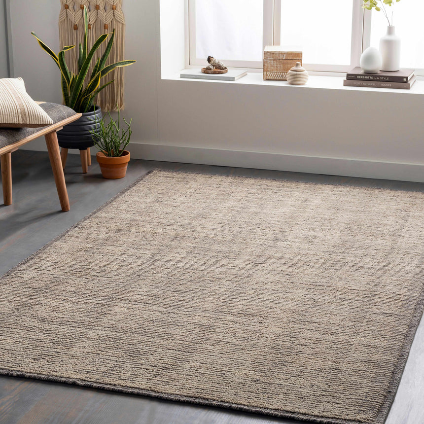 Libagon Beige Striped Wool Area Rug - Clearance