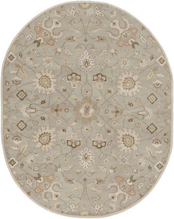 Oval Logville Hand Tufted Light Olive 1121 Area Rug. Wool rug with a traditional floral pattern in olive, ivory, and gray. Design-Oval-810