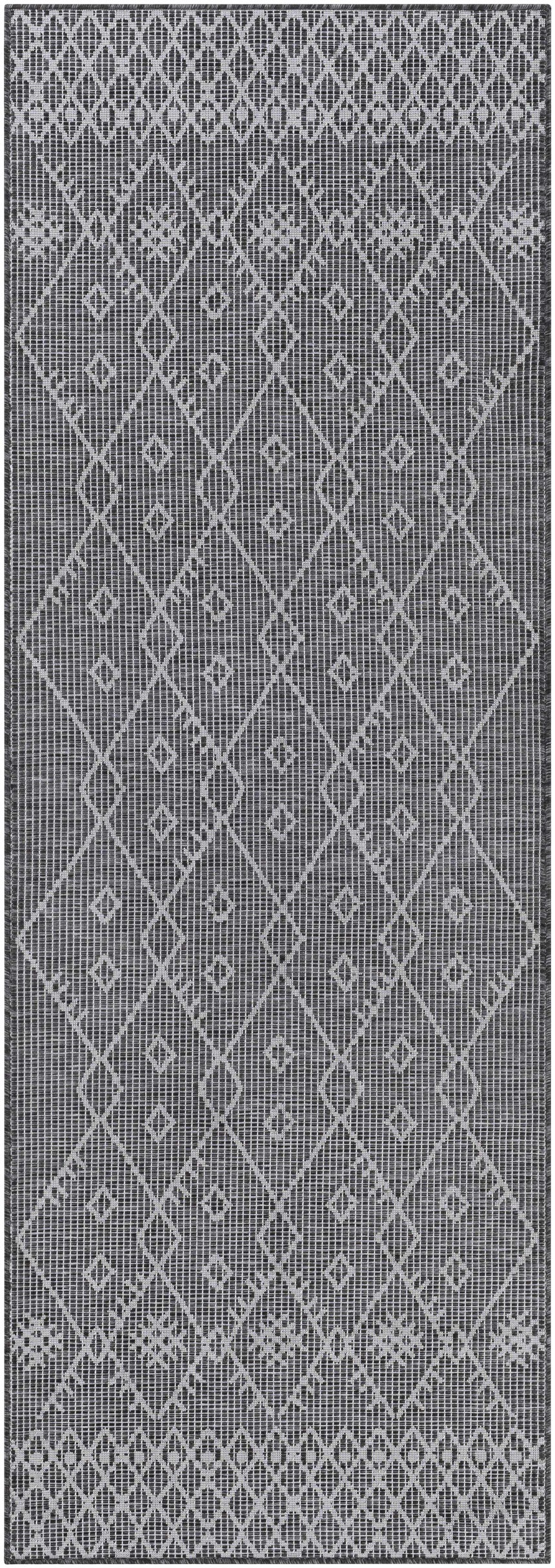 Lorena Charcoal Flatweave Trellis Carpet - Clearance