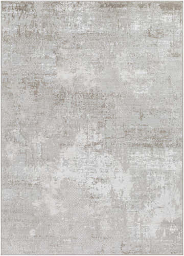 Close-up of the Lumbia Distressed Embossed Area Rug, showcasing its light gray, beige, and white abstract pattern and subtle texture. Design-Rectangle-537