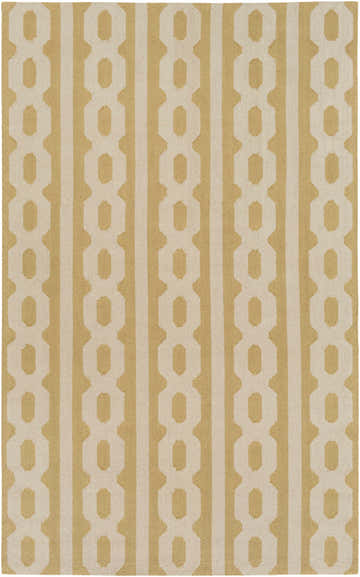 Close-up of the Magno Geometric Area Carpet. Light beige and tan wool rug with a contemporary geometric pattern. Design-Rectangle-576