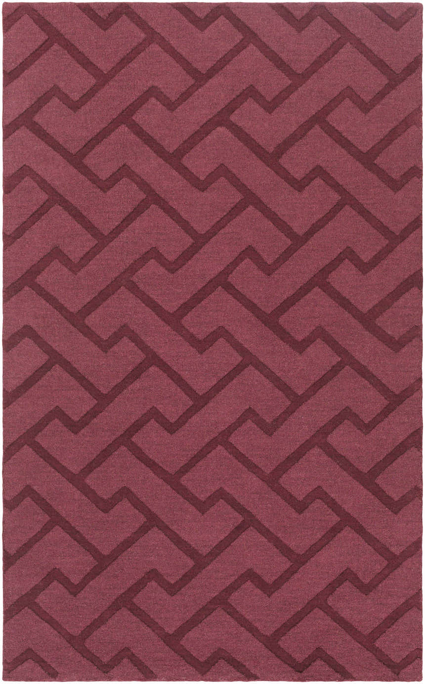 Plum Magness Area Rug close-up. Hand-loomed wool rug with a contemporary geometric pattern. Design-Rectangle-58