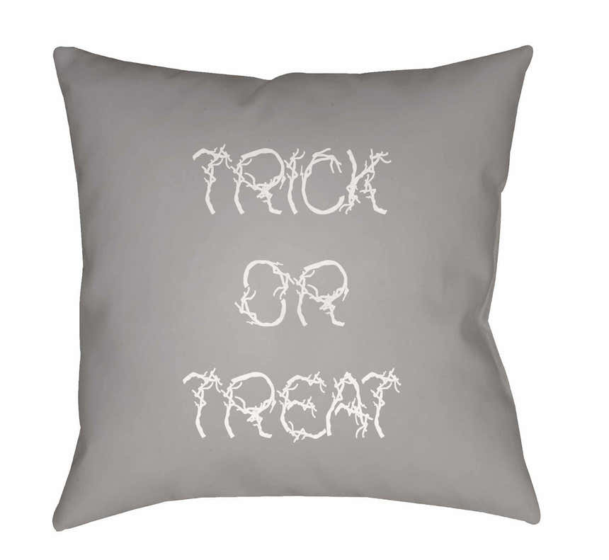Halloween Trick or Treat Gray Outdoor Pillow