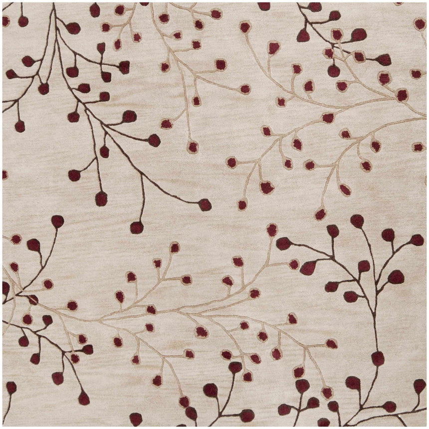 Elsu Beige & Burgundy Hand Woven Wool Area Rug
