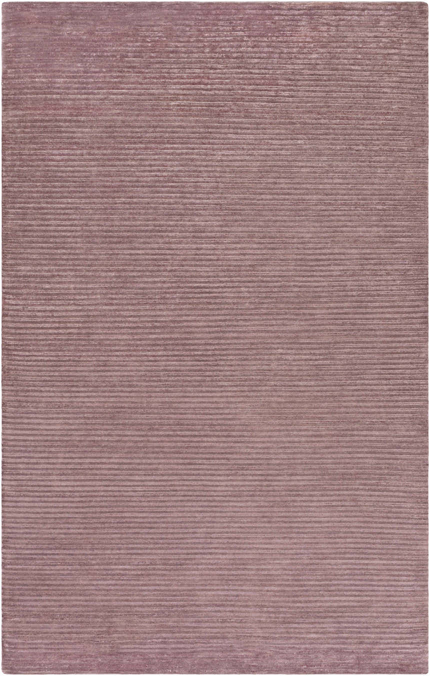 Close-up of the Meador Area Carpet. Burgundy and dark purple rug with a subtle, horizontal striped pattern. Design-Rectangle-58