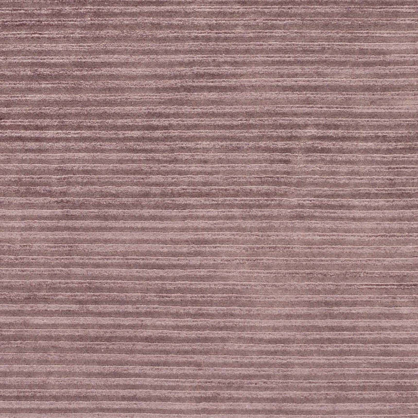 Close-up of the Meador Area Carpet. Burgundy and dark purple wool rug with a subtle horizontal striped pattern. Swatch