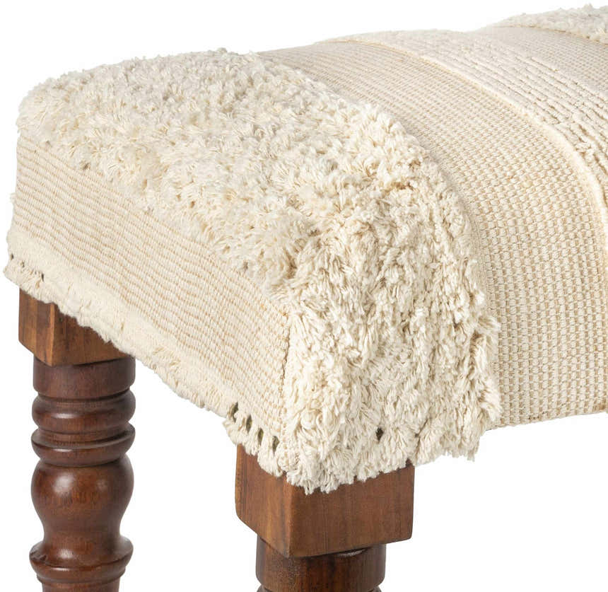 Manzaneque Chenille Striped Beige Bench